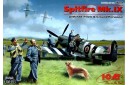 1/48 Spitfire MK IX with RAF pilots and crew