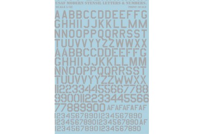 1/32 USAF modern stencil numbers letters Grey decal