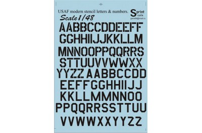 1/48 USAF modern stencil numbers letters Black decal